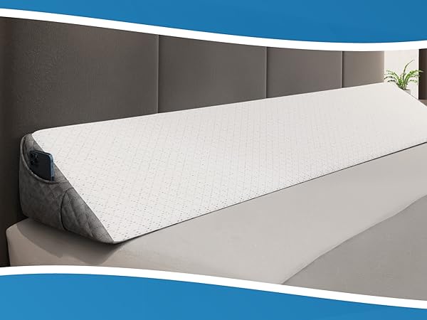 VERCART Large Headboard Pillow Wedge Bed Rest Reading Pillow Daybed Pillows Triangular Bolster Gap Filler Triangle Back Cushion Long Velvet Red Wine King