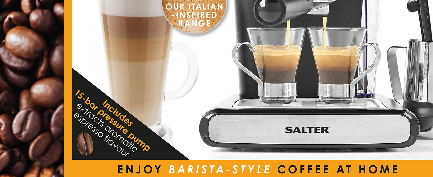 Salter EK4369 Caffé Barista Pro Espresso Machine Coffee Maker for