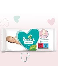 Draufsicht auf Pampers Sensitive Feuchttücher.