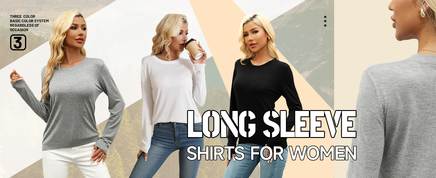 Women's Knit Sweater Long Sleeve Crewneck Soft Lightweight Basic Casual Classic Fit Knitted Pullover