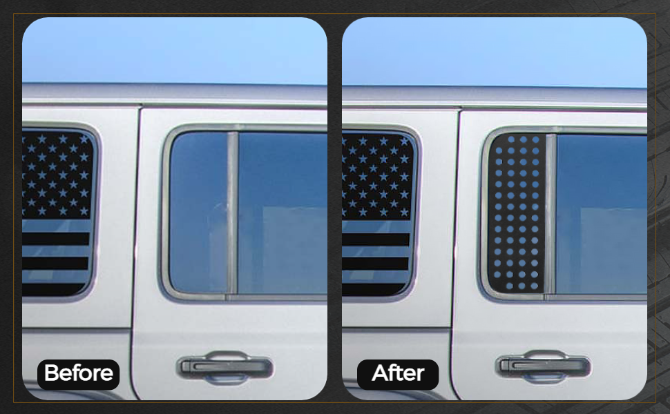 Rear Door Window Decals, 1 Pair of Aluminum Alloy Car