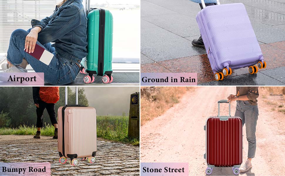 HBYDO 8PCS Luggage Wheel Covers,Colorful Luggage Tag Silicone Wheel Protector Case,Noise Proof
