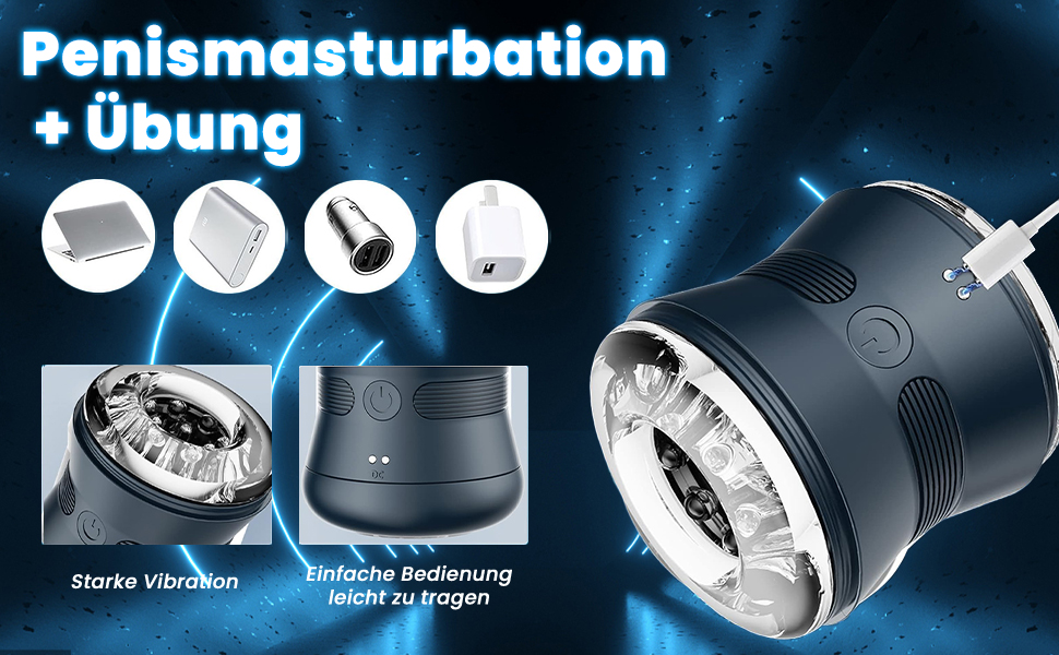 Elektrischer Masturbator Offenes Penis Training Vibrator mit 10 Vibrationen 2 Motoren