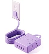 Purple Extension Cord 10Ft, Flat Plug Surge Protector Power Strip Kawaii, 8 Outlets & 4 USB Ports...