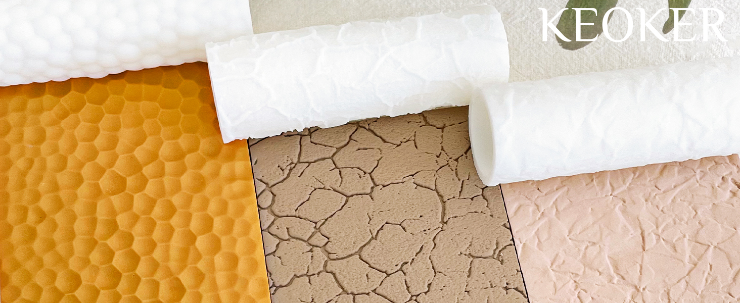 KEOKER Polymer Clay Texture Roller, 3PC Clay Texture Roller