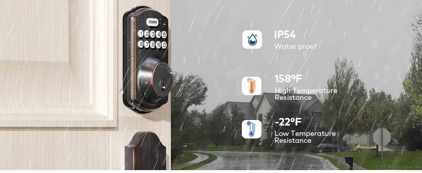 TEEHO Keyless Entry Door Lock Electronic Keypad Deadbolt with Handle