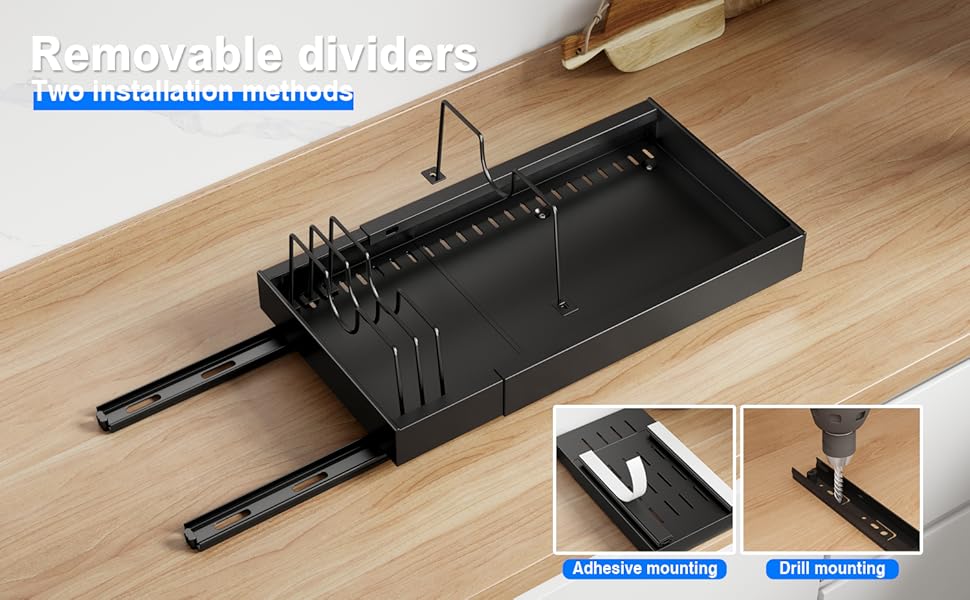 Mustorn 2 Pack Pull Out Organizer with 4 Dividers