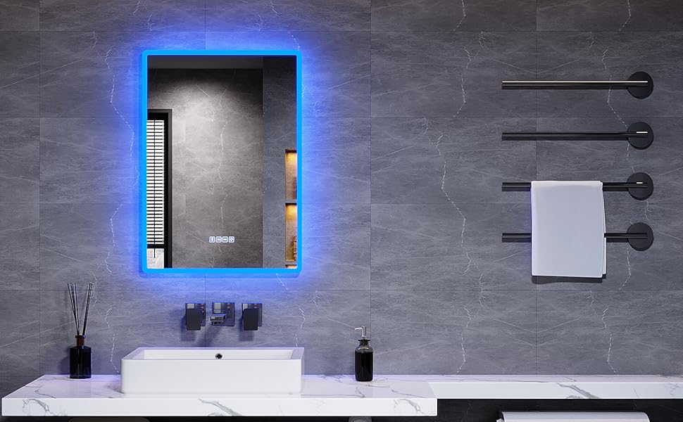 ELEGANT Backlit Illuminated Bluetooth Bathroom Mirror with Blue