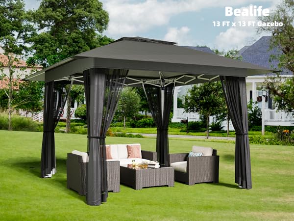 だいよぶ Amazon.com : Bealife 13x13 Pop Up Gazebo Tent with Mosquito