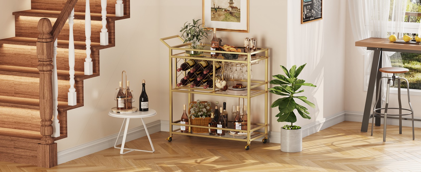 FATORRI Bar Carts for The Home with Wine Rack