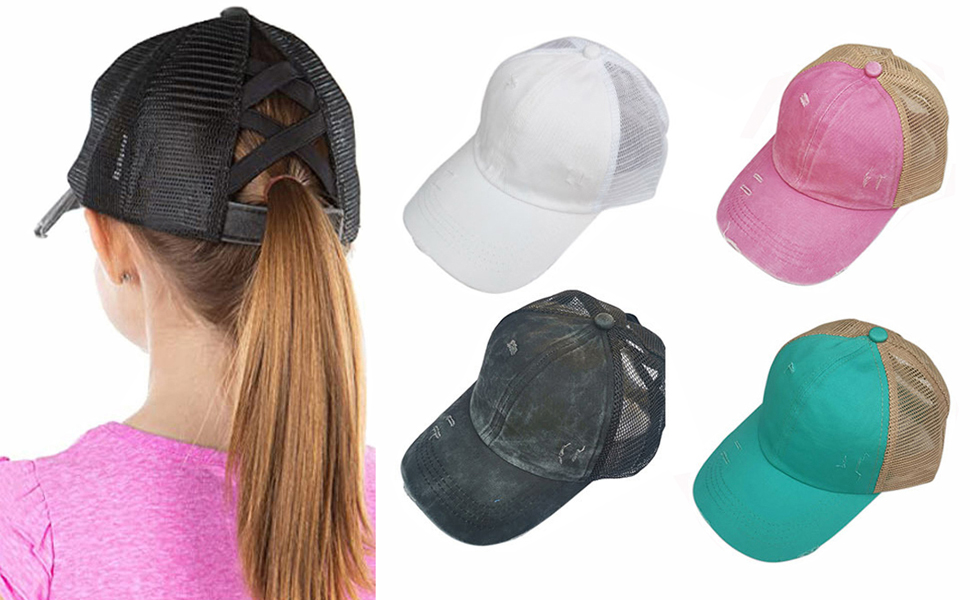 Mädchen Basecap Kinder Pferdeschwanz Hüte