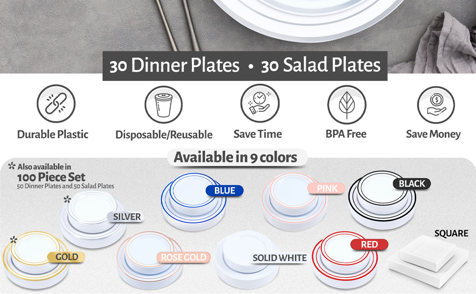 30 Dinner Plates - 30 Salad Plates