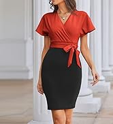 GRACE KARIN Damen Bodycon Bleistiftkleid V-Ausschnitt CocktailKleid Abendkleid Büro Arbeitskleid