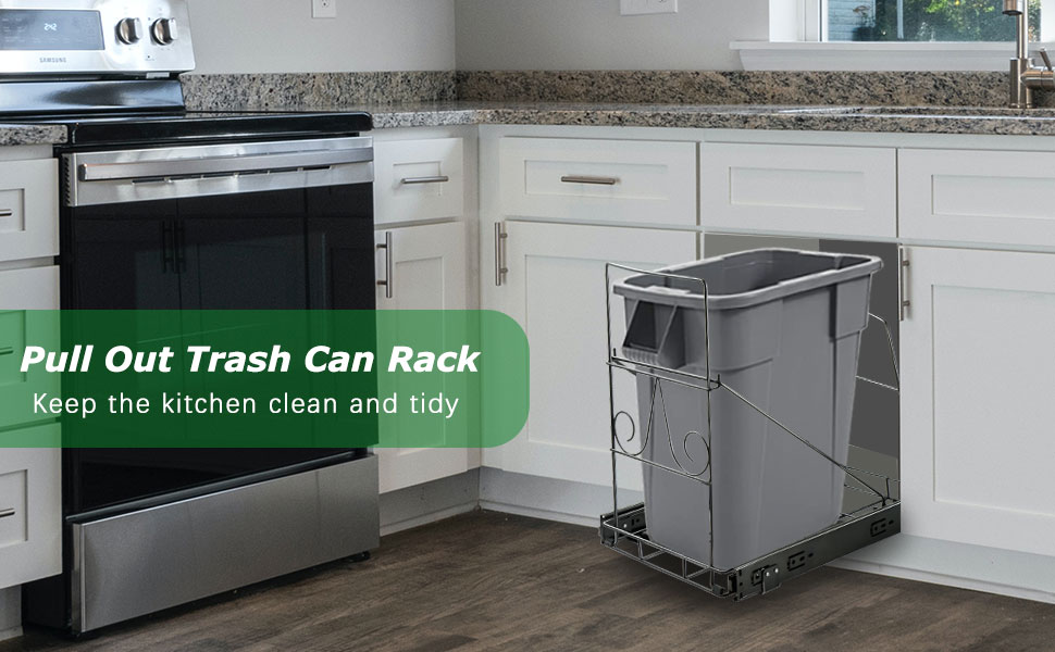 Haootadiy Pull Out Trash Can Under Under Sink Trash Can Pull Out Adjustable