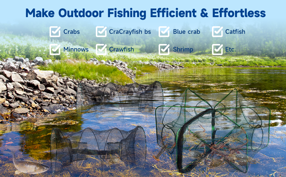 Master Fishing Traps Set, ExtraFine Net Fishing Bait Cage