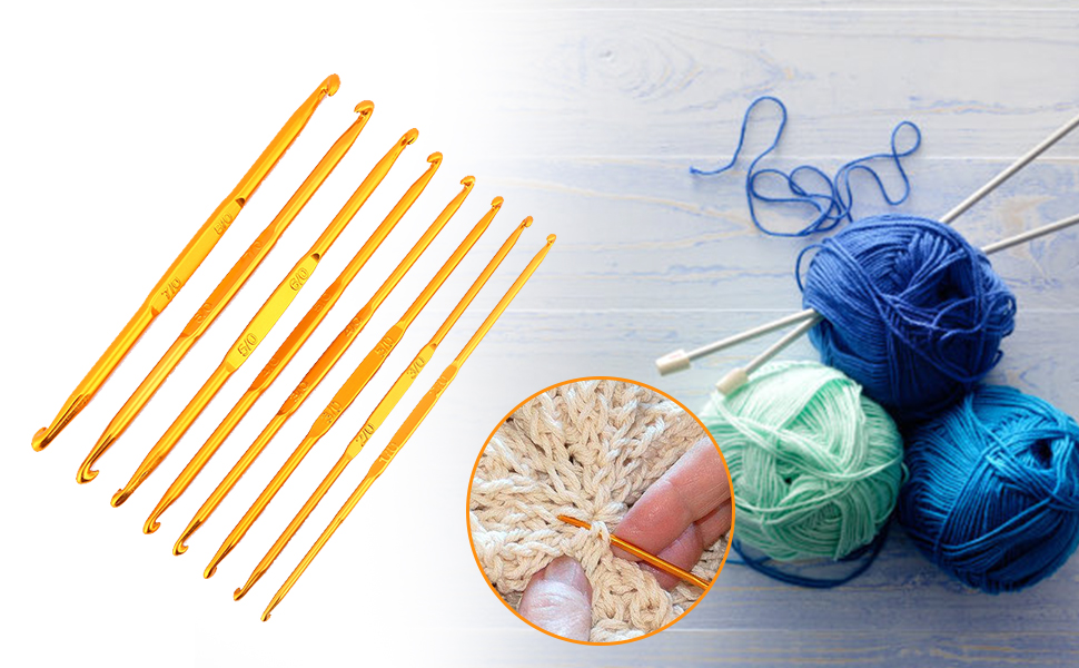 8Pcs Double End Crochet Hook Golden Alumina Crochet Hook Set Double