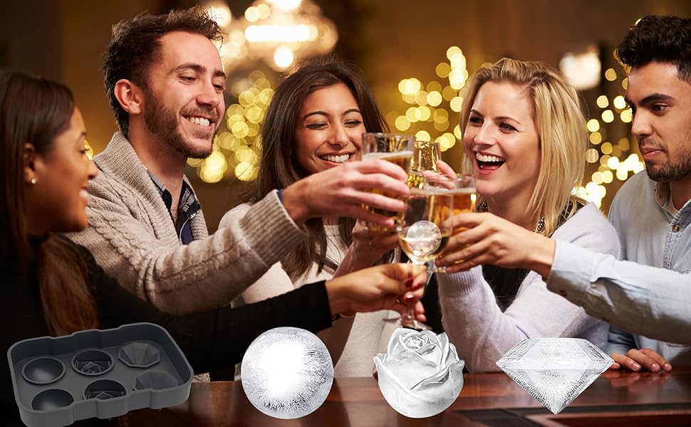 Fepdiu Ice Cube Tray,Bourbon Ice Cube Molds,2 Inch Silicone Ice Mold with Lids