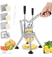 Anatole Commercial French Fry Cutter with 1/4'' 3/8'' 1/2'' 8-Wedges Stainless Steel Blades Verti...