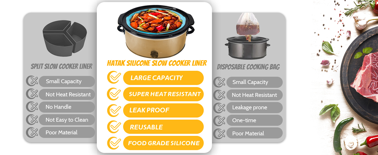 HATAK Silicone Slow Cooker Liner, Reusable Slow Cooker