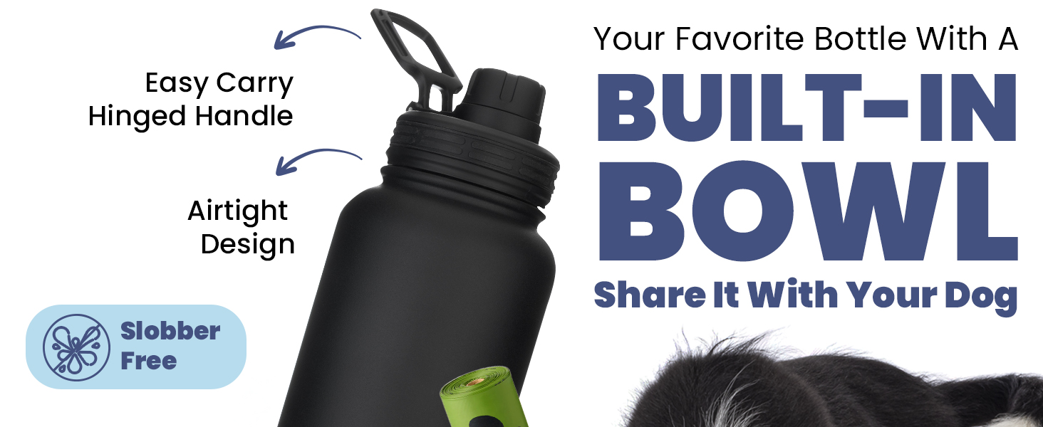 Rubyloo Dog Water Bottle With Built in Bowl