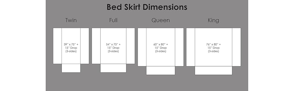 bedskirt dimensions queen king cal kind twin xl