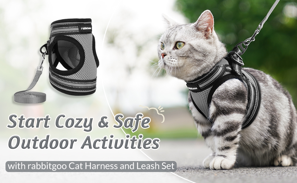 Pet Supplies rabbitgoo Cat Harness and Leash Set for Walking Escape