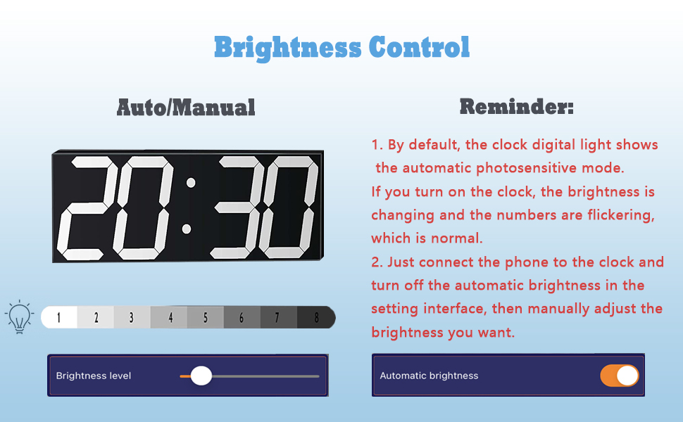 CHKOSDA Digital Wall Clock, Led Wall Clock with 6" Numbers