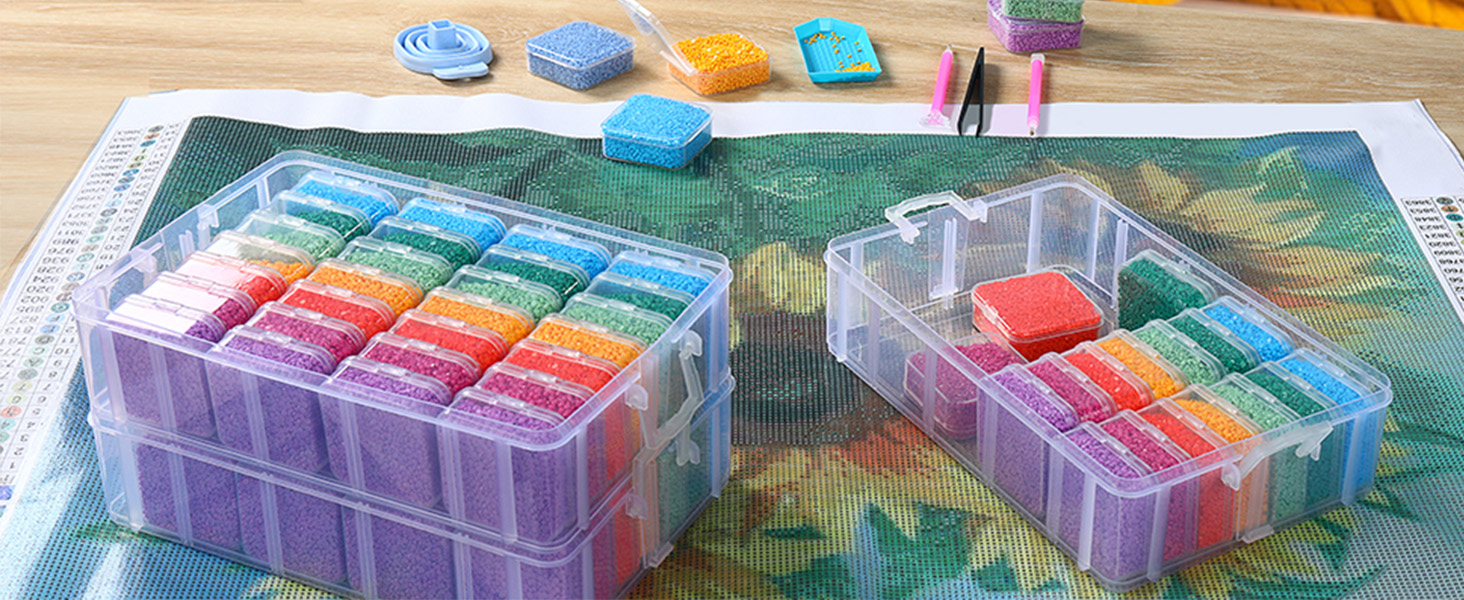 Multi-Functional Bead Storage Box Portable & Stackable Carry Case