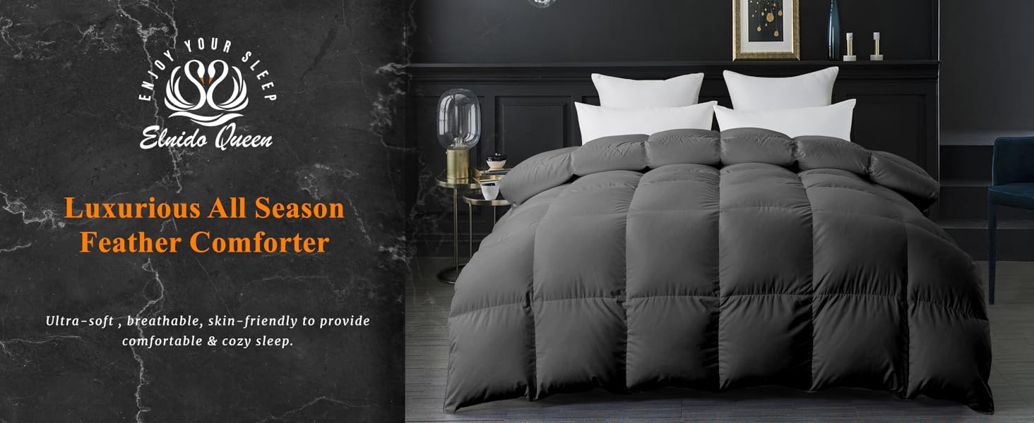ELNIDO QUEEN Feather Down Fiber Comforter - All Season Grey Fluffy Duvet Insert for Luxurious Hotel Bedding
| ELNIDO Cce33eed D8f8 4851 87f1 580c492366b4. CR0,0,2928,1200 PT0 SX1464 V1