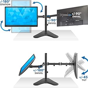Dual Monitor Stand Arm; Freestanding Tabletop Dual Monitor Mount; Two Monitor Stand Arm