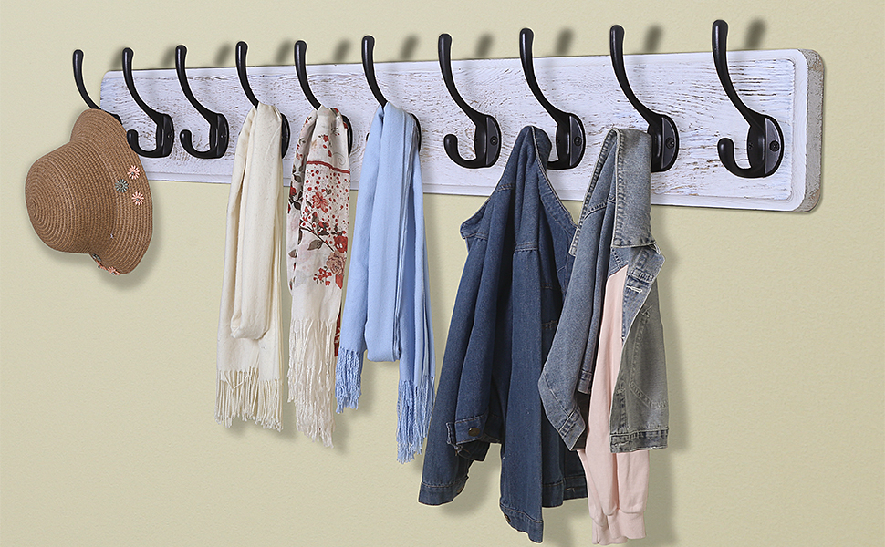 Dseap Coat Rack Wall Mounted 10 Hooks, 381/4" Long, Heavy