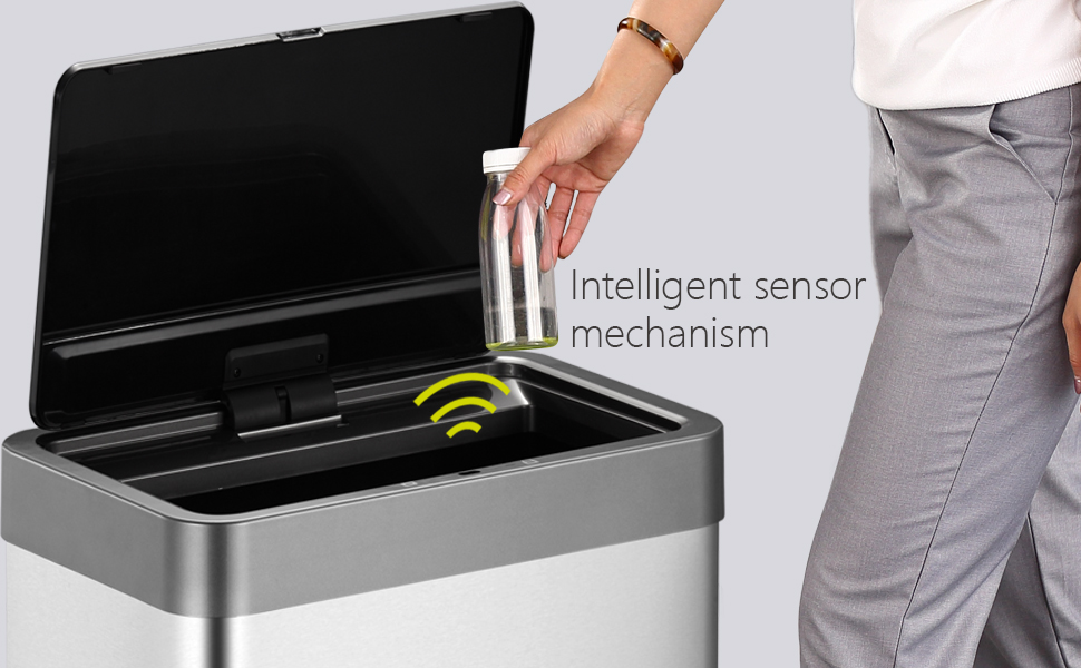 EKO Mirage X 80 Liter / 21.1 Gallons Motion Sensor Trash can, Brushed