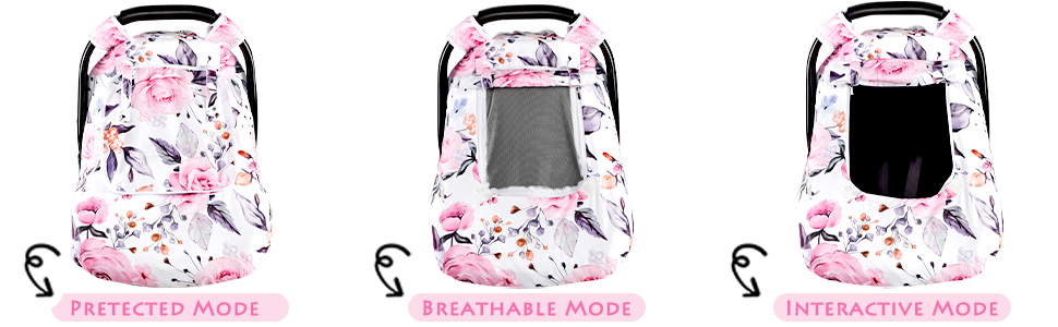 Baby Car Seat Cover with zipper mesh window