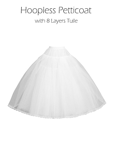 CEZOM 8 Layers Tulle Hoopless Petticoat Crinoline Underskirt for Wedding Dresses Quinceanera Gown