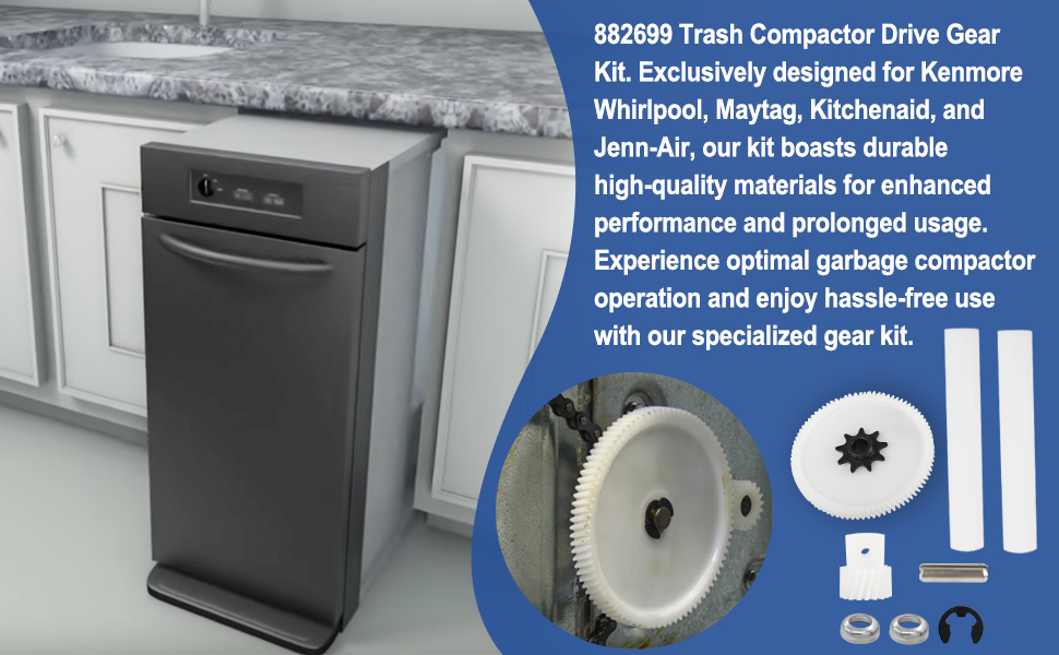 Upgrade 882699 Trash Compactor Drive Gear Fit for Whirlpool