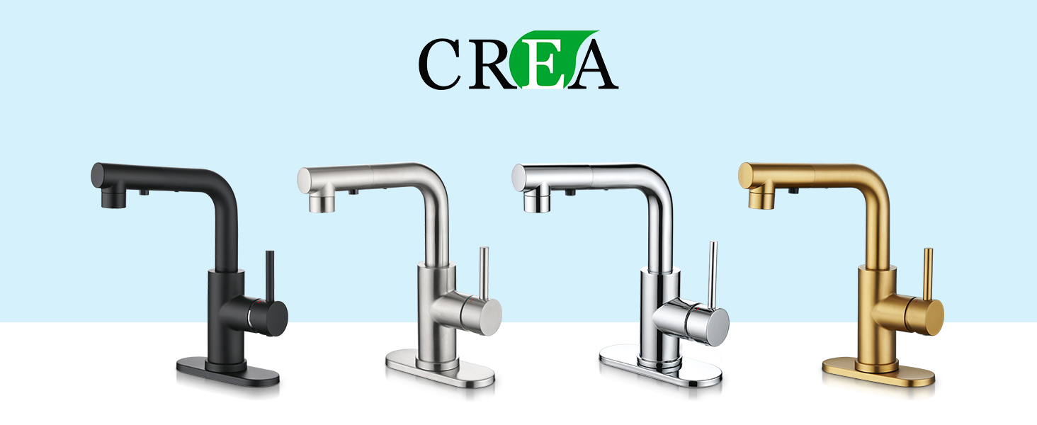 CREA Bar Sink Faucet, Pull Out Kitchen Sink Faucet, 360° Swivel Prep Sink Faucet Small Kitchen