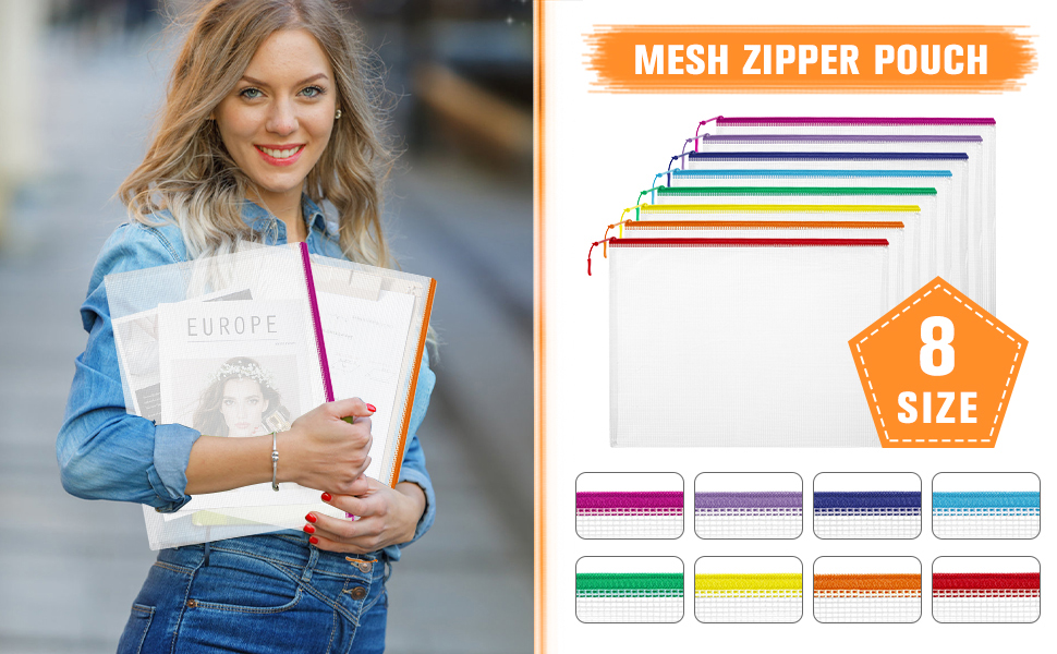 YOPCDJ 24pcs Mesh Zipper Pouch File Bags Puzzle Storage