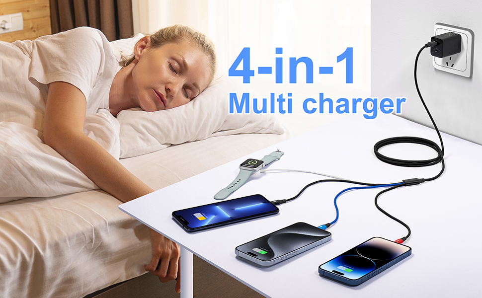 Apple Watch Charger iPhone Charger Nylon Braided 4 in 1 Watch & Phone Charger Cable Magnetic Cable