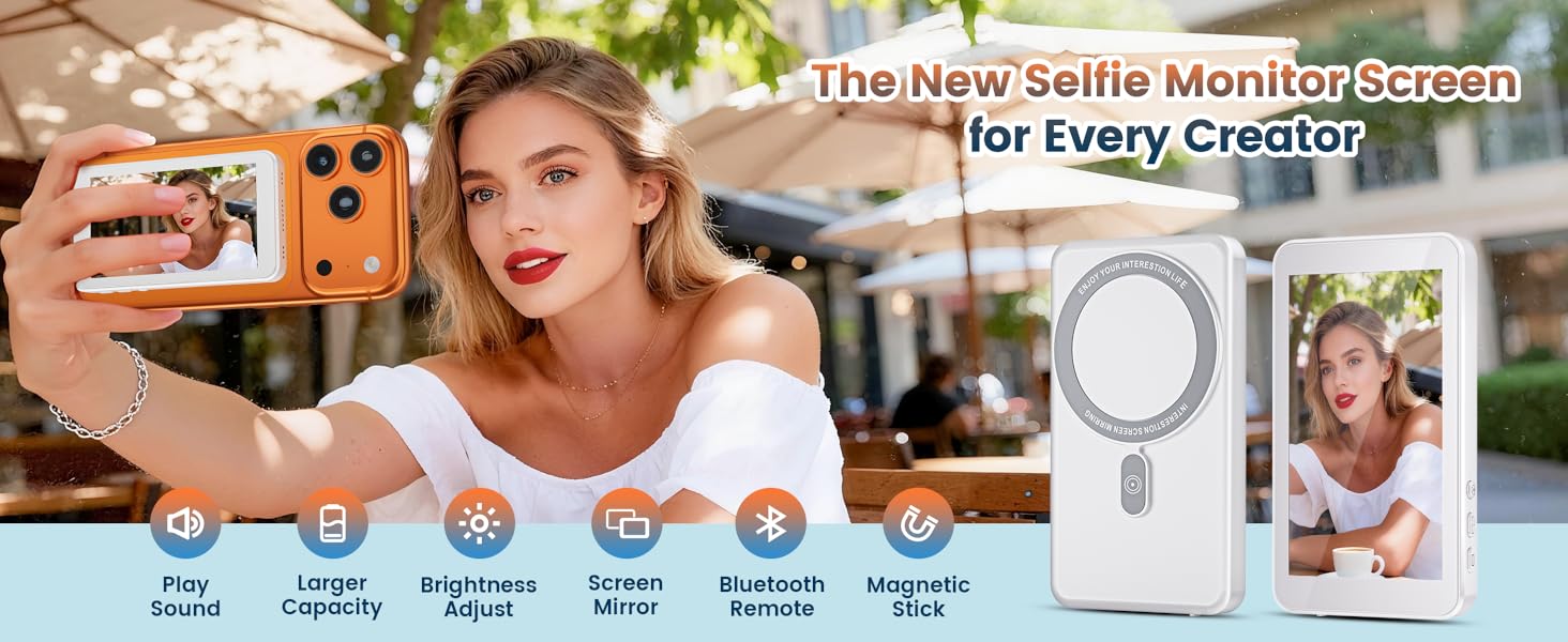 Vlog Selfie Monitor Screen for iPhone 17 Series &amp; Android