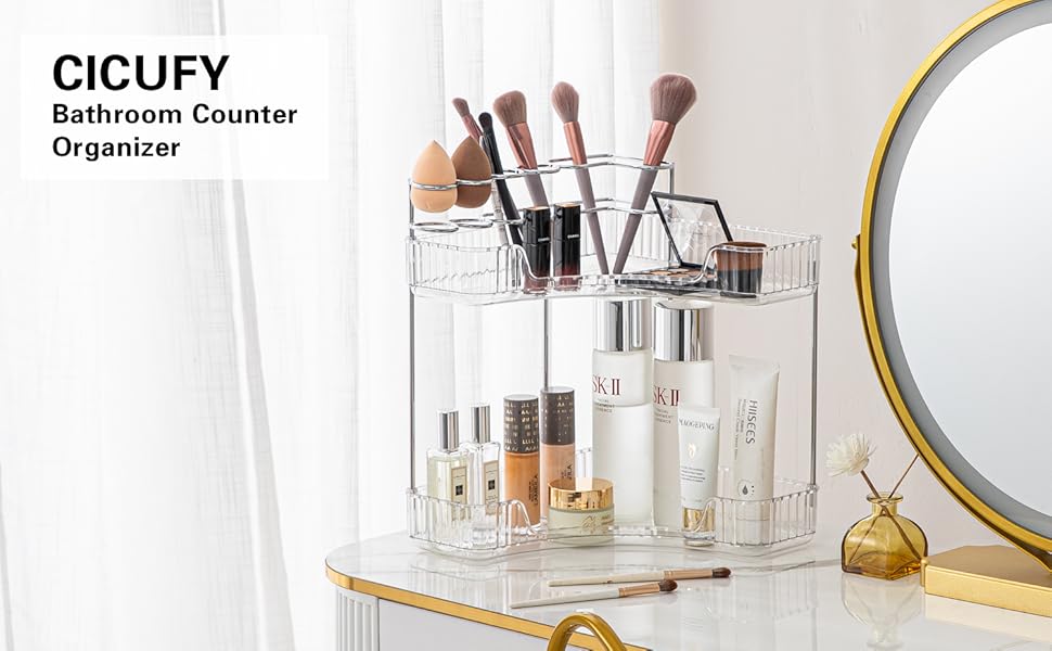 CICUFY 2Tier Acrylic Corner Makeup Organizer Stylish