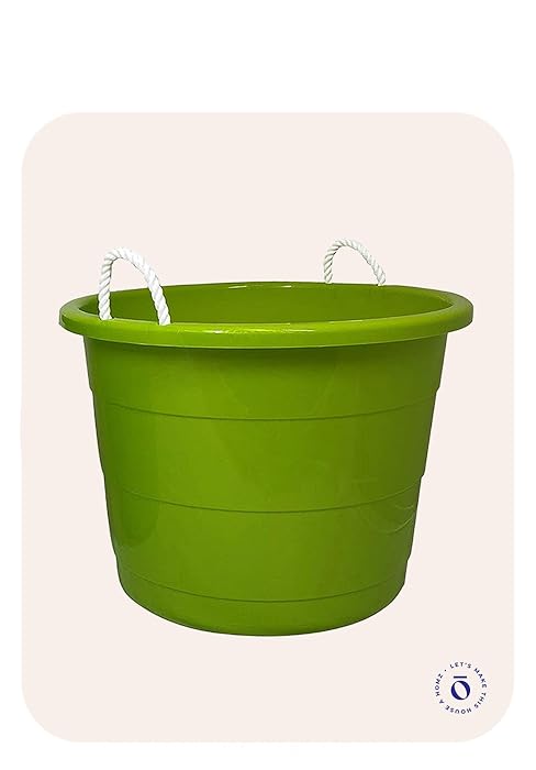 Homz 17 Gallon Indoor Outdoor Storage Bucket w/ Rope Handles, Bold Lime (2 Pack)