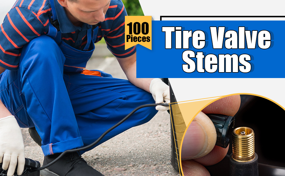 Frienda 100 Pieces TR413 Tire Valve Stems Rubber Black