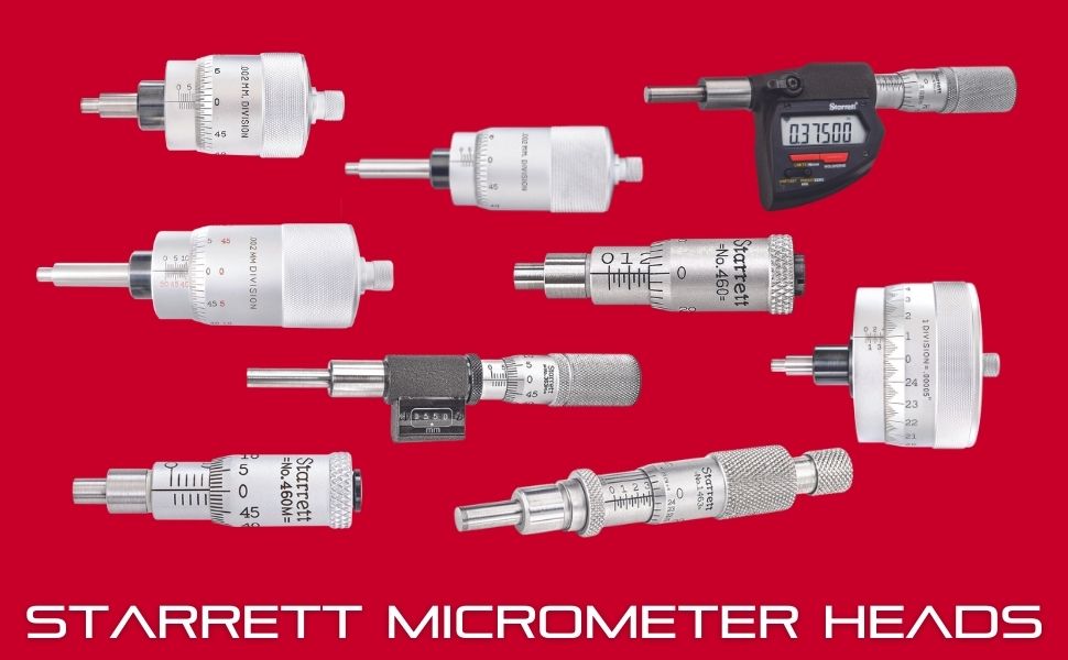 Starrett Micrometer Head with One-Piece Spindle, Satin
