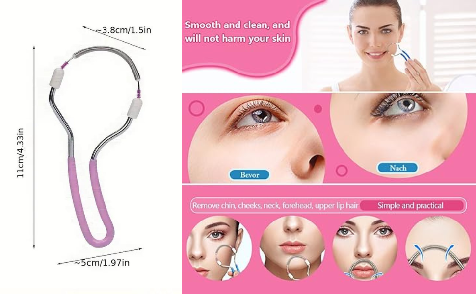 TWINZEN 2Pc Portable Painless Spring Facial Epilator for Face Threading Machine for Women