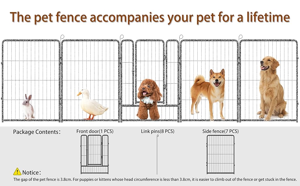 HOMIDEC Dog Pen, 8 Panel Puppy Pen with Door, High 80cm Indoor/Outdoor
