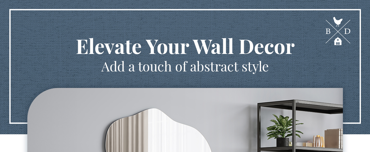 Barnyard Designs Asymmetrical Irregular ... 10 Cloud Wall Mirror Sturdy Mount Hanging Rope Easy Installation Coastal Charm