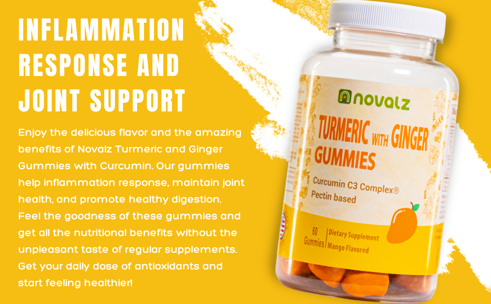 Turmeric and Ginger Gummies with Curcumin, Provide Turmeric Benefits of Healthy