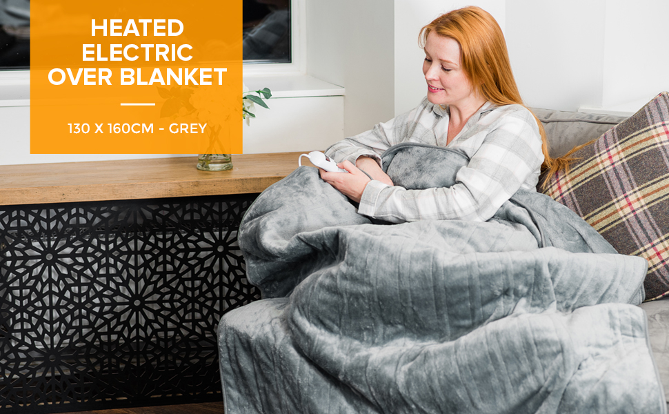 LIVIVO Heated Electric Over Blanket Ultra Soft Micro Fleece Throw