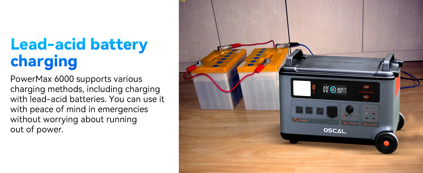 OSCAL PowerMax 6000 powering small electronics outdoors