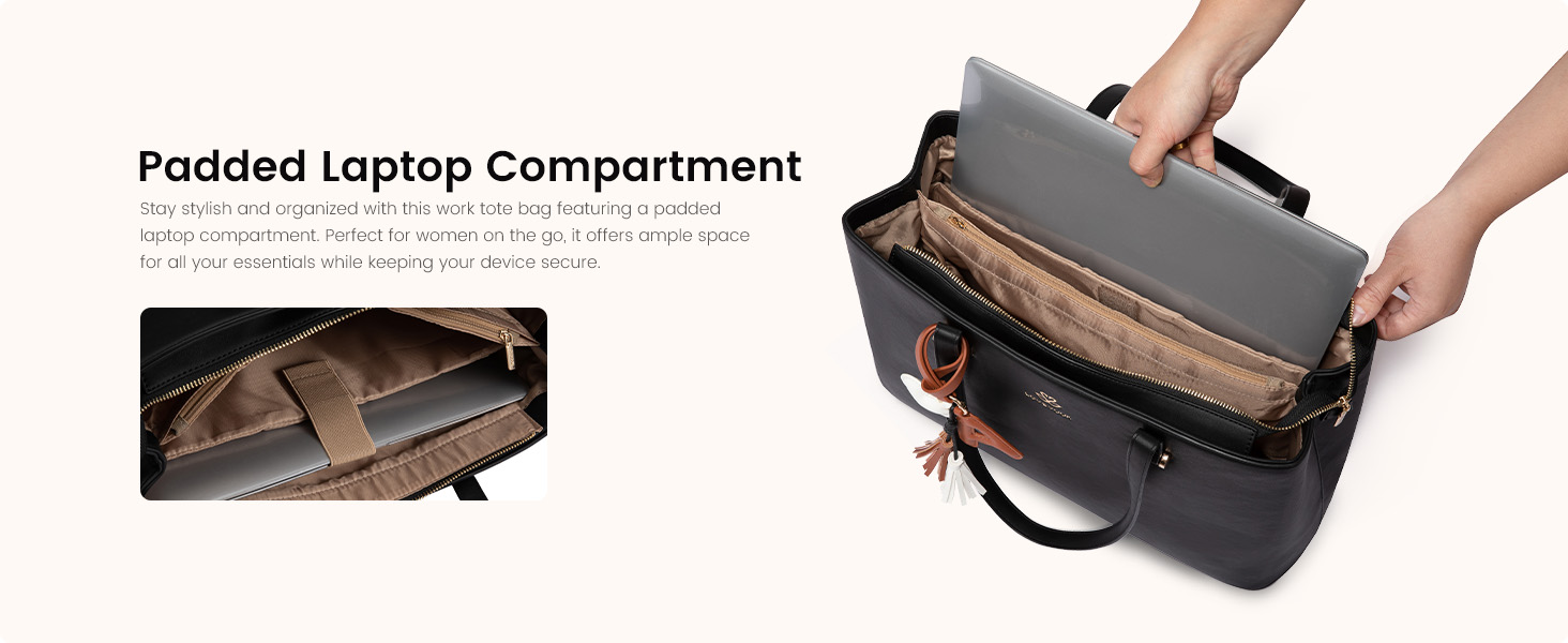LOVEVOOK Work Tote Bag for Women, Leather Laptop Work Tote for Women , Women Tote Handbag Gift